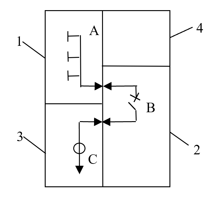 Imagine pentru întrebarea 17 – Electrotehnică – Bloc 2: Compartimentul notat cu 3 pe desenul de mai sus al unei celule prefabricate de medie …